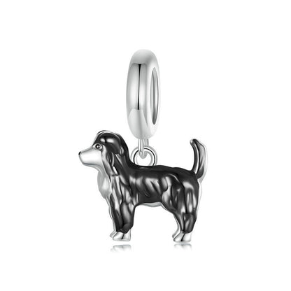 Jzora handmade cute border collie sterling silver charm