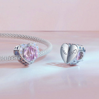 Jzora Fantasy Detachable Pink Heart Sterling Silver Charm