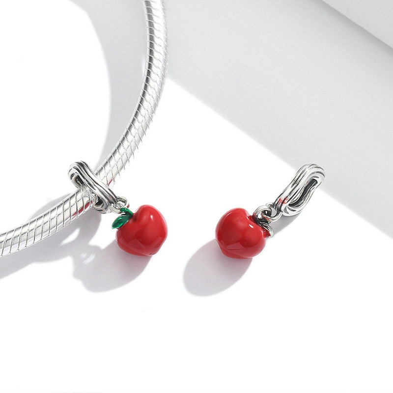 Jzora Fashion Vintage Fruit Red Apple Sterling Silver Charm