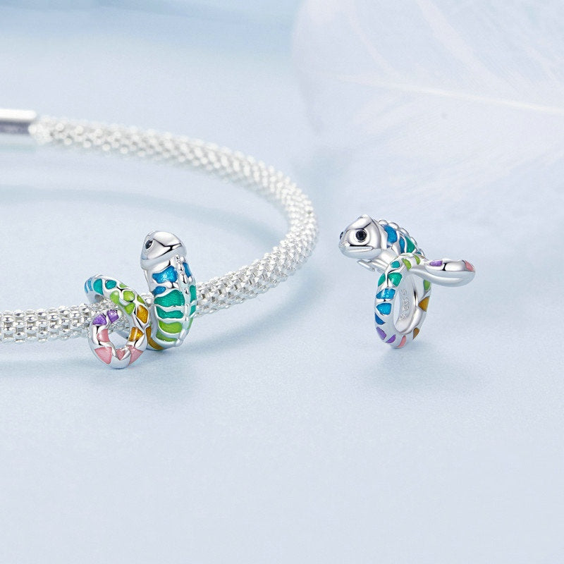 Jzora Colorful Animal Chameleon Sterling Silver Charm