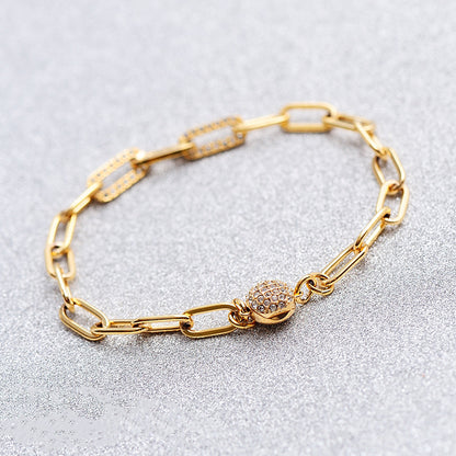 Jzora handmade gold paperclip tennis alloy bracelet