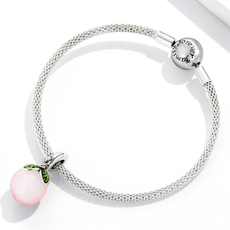 Jzora Pink Peach Fruit Sterling Silver Charm