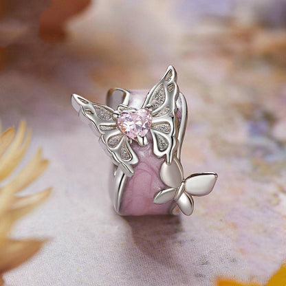 Jzora Romantic Spring Pink Butterfly Sterling Silver Charm