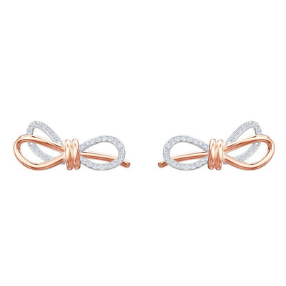 Jzora handmade two-tone bow alloy earrings