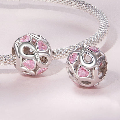 Jzora Pink Eternal Mother's Love Sterling Silver Charm