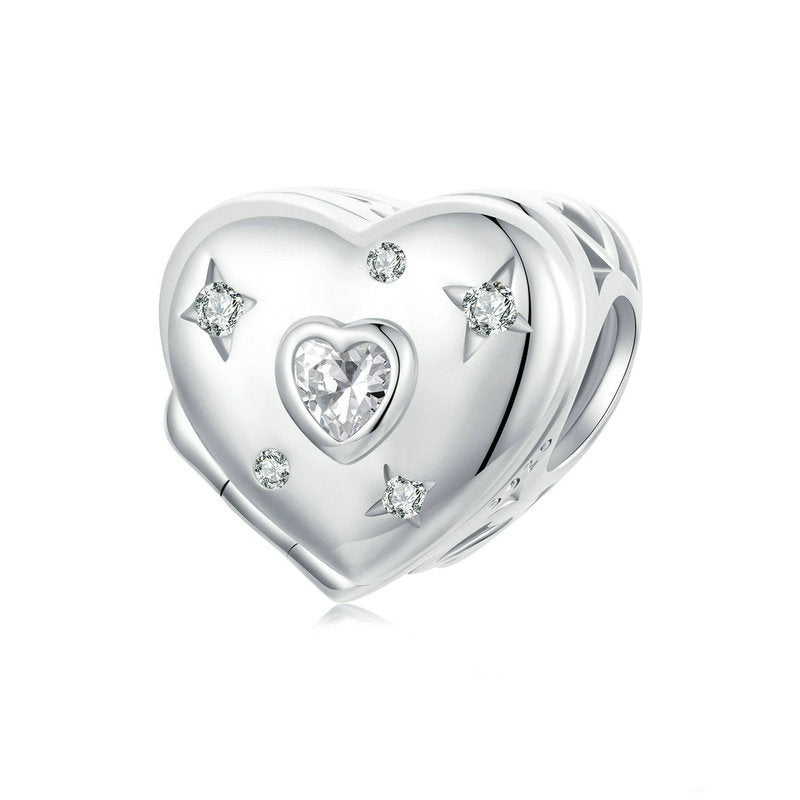 Jzora Valentine's Day Open Heart Sterling Silver Charm