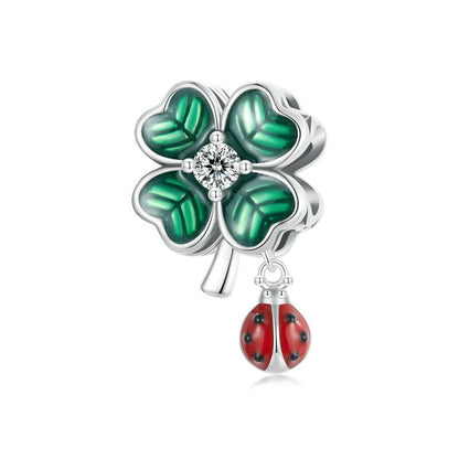 Jzora Ladybird Lucky Clover Sterling Silver Charm