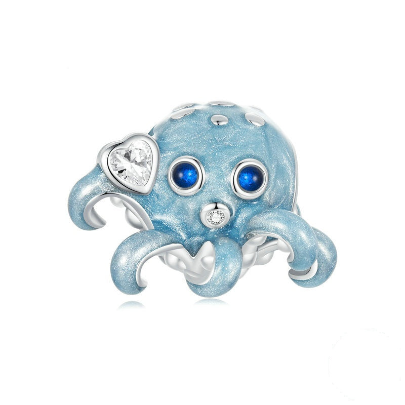 Jzora Cute Playful Ocean Octopus Sterling Silver Charm