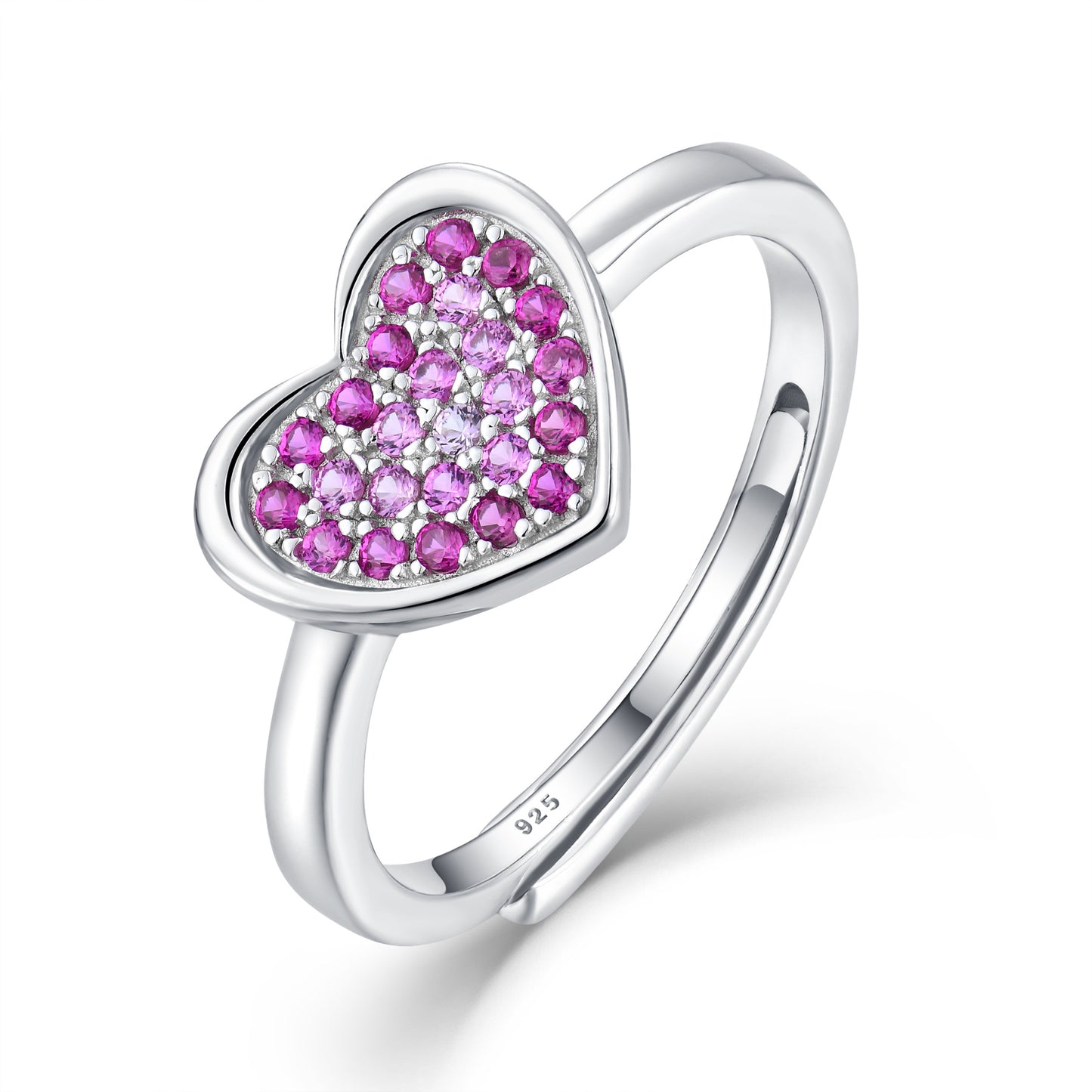 Jzora handmade ruby heart shape sterling silver ring