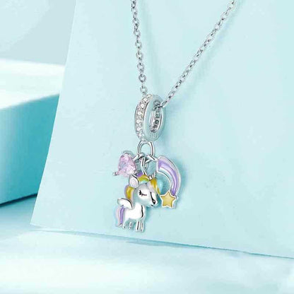 Jzora handmade rainbow unicorn sterling silver charms