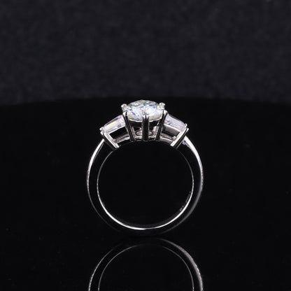 Jzora handmade 1ct round cut moissanite sterling silver ring