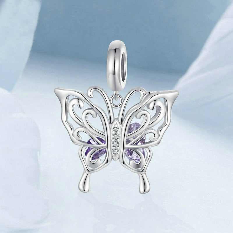 Jzora Tanzanite Vintage Hollow Butterfly Sterling Silver Charm