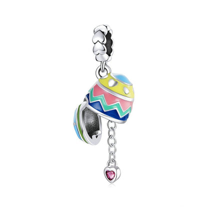 Jzora Lucky Easter Eggs Openable Sterling Silver Charm