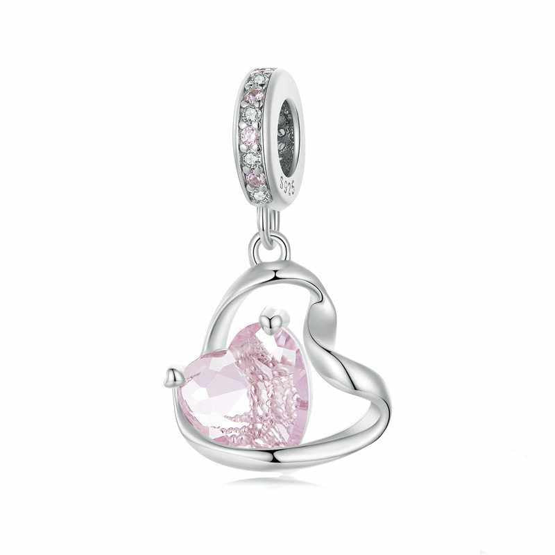 Jzora Pink Double Heart Twist Sterling Silver Charm