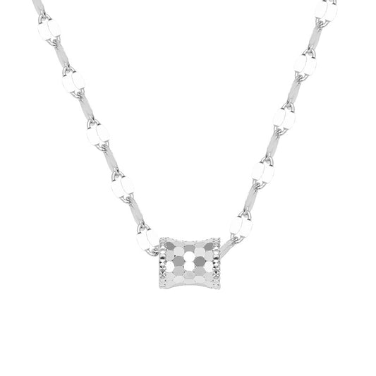 Jzora handmade double chain honeycomb design sterling silver necklace