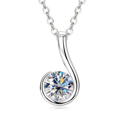 Jzora handmade 1ct round cut moissanite sterling silver necklace