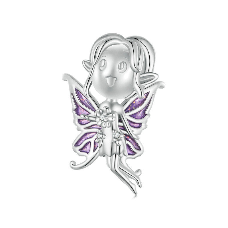 Jzora Cute Sweet Girl Butterfly Genie Sterling Silver Charm