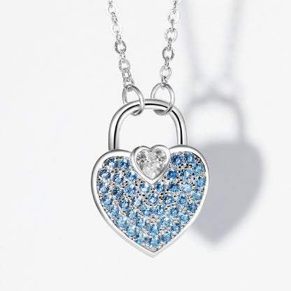 Jzora handmade sapphire heart shape classic sterling silver necklace