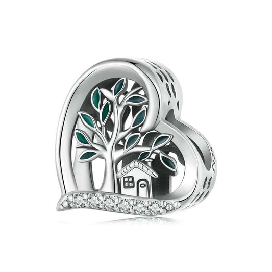 Jzora Heart Shaped Family Tree Sterling Silver Charm