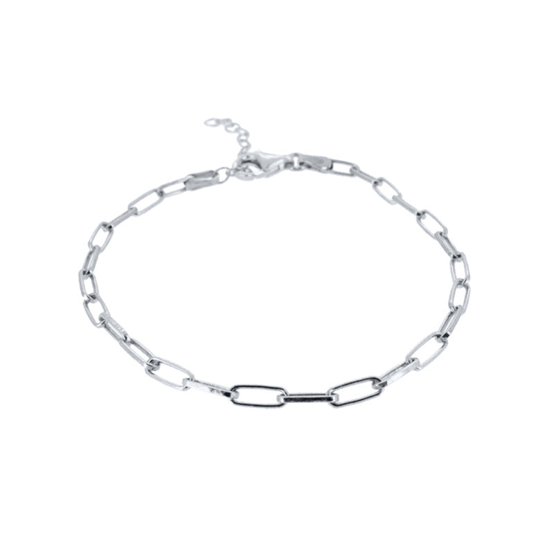 Jzora handmade paperclip simple tennis sterling silver bracelet