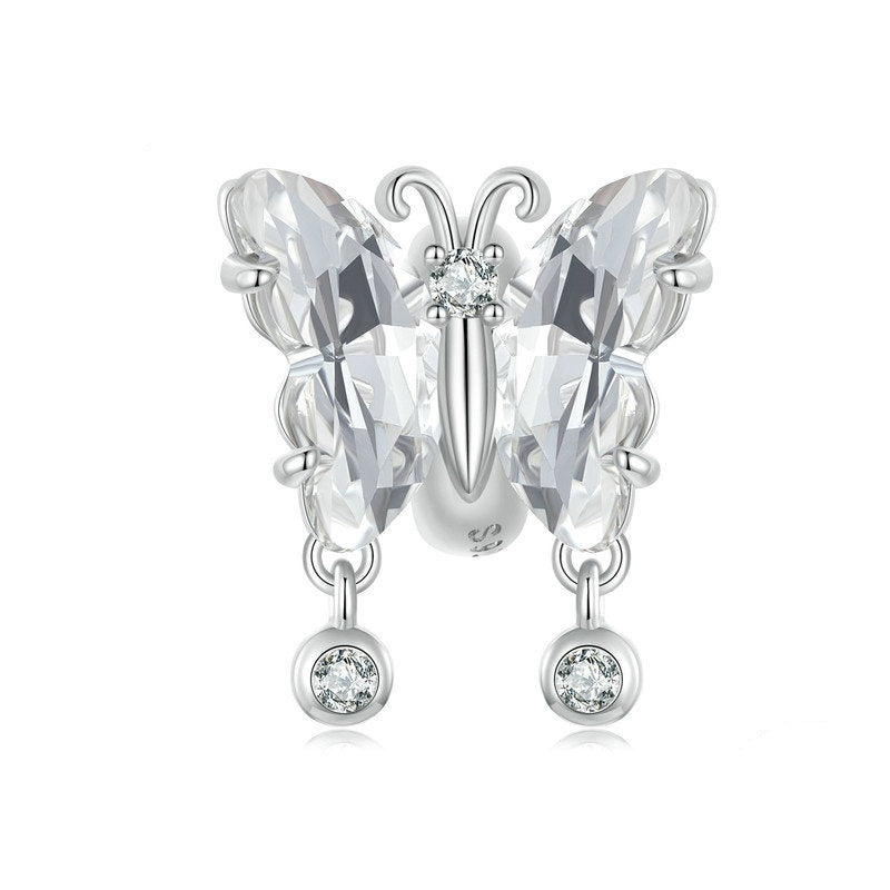 Jzora Crystal Sparkling Butterfly Sterling Silver Charm