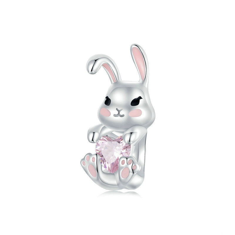 Jzora Cute Easter Bunny Animal Sterling Silver Charm