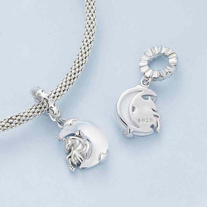 Jzora handmade Moon Unicorn sterling silver charms