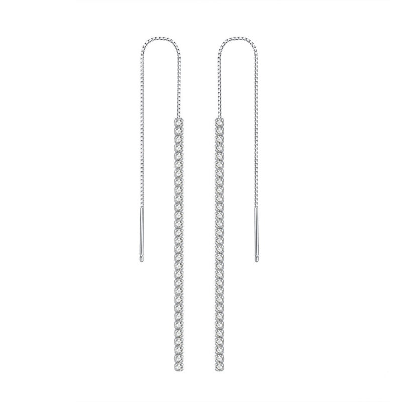 Jzora handmade simple tassel sterling silver earrings