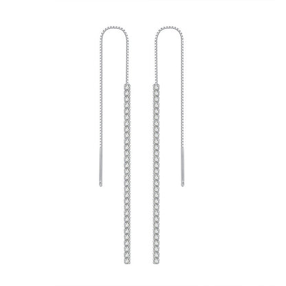 Jzora handmade simple tassel sterling silver earrings