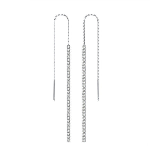 Jzora handmade simple tassel sterling silver earrings