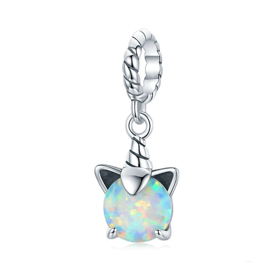 Jzora Opal Aurora Unicorn Sterling Silver Charm