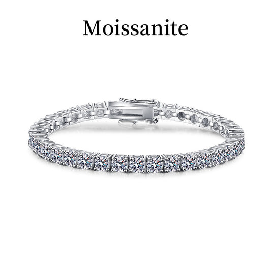 Jzora handmade round cut moissanite vintage sterling silver bracelet