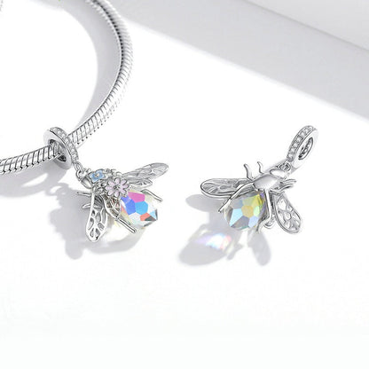 Jzora Dreamy Colourful Flower Bee Sterling Silver Charm