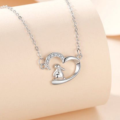 Jzora handmade heart rabbit sterling silver necklace