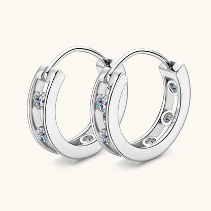 Jzora handmade 0.72ct round cut moissanite hoop sterling silver earrings