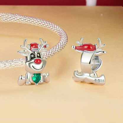 Jzora Handmade Christmas Moose Sterling Silver Charms