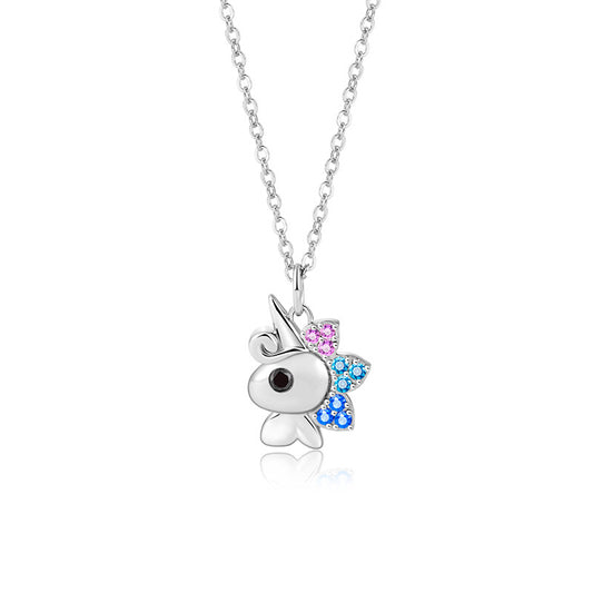 Jzora handmade lovely unicorn sterling silver necklace