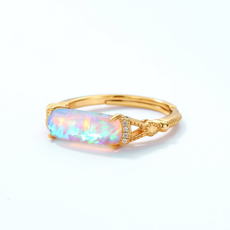 Jzora handmade opal sterling silver adjustable ring