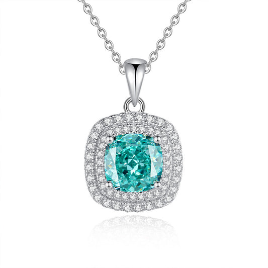 Jzora handmade Paraiba halo sterling silver necklace