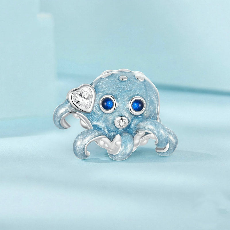 Jzora Cute Playful Ocean Octopus Sterling Silver Charm