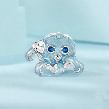 Jzora Cute Playful Ocean Octopus Sterling Silver Charm