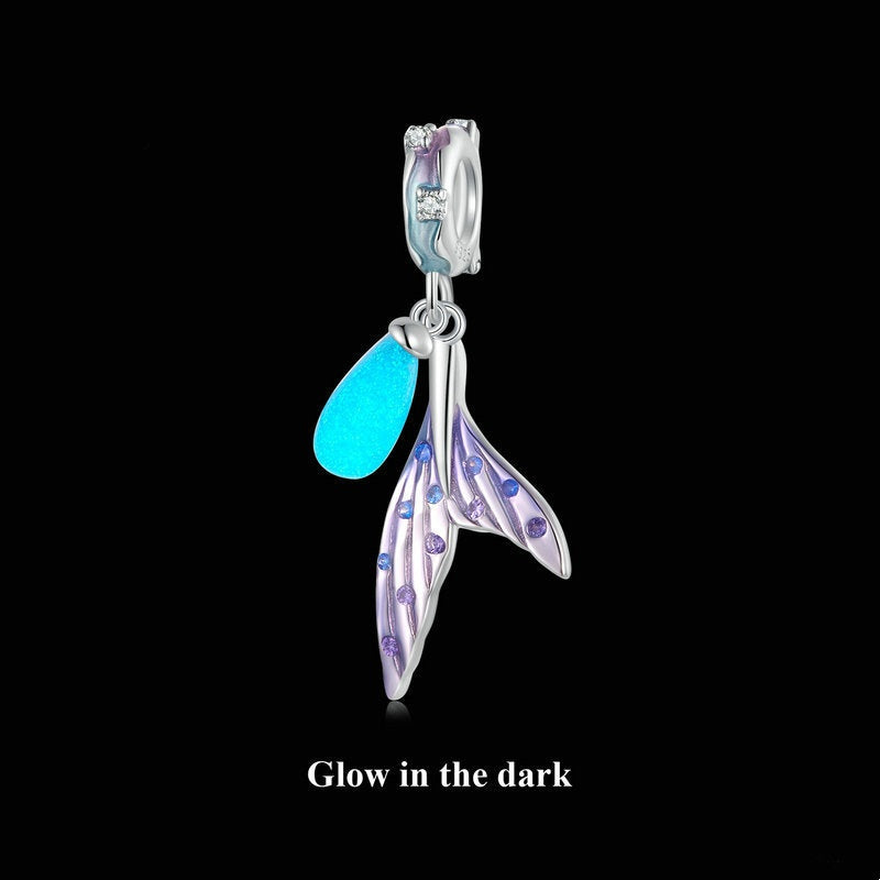 Jzora Glow-in-the-dark Mermaid Purple Sterling Silver Charm