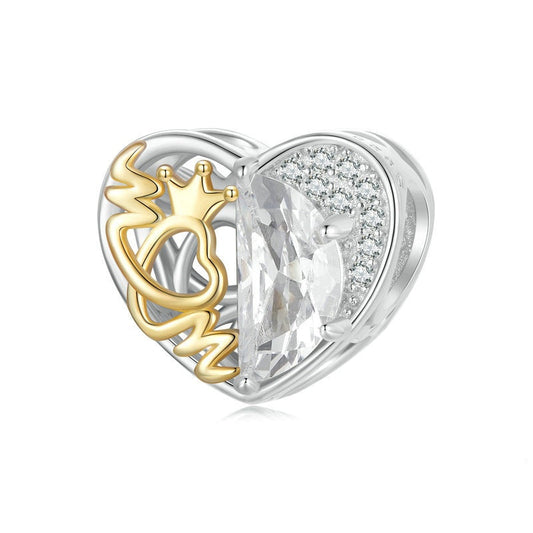 Jzora Heart Crown Mother's Day Sterling Silver Charm