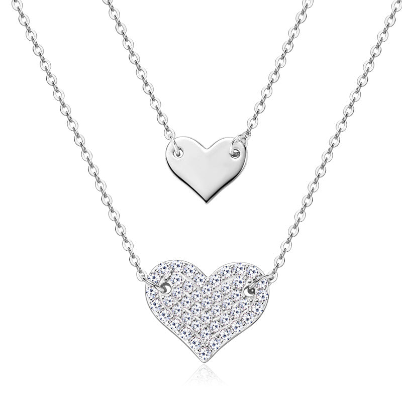 Jzora handmade simple heart shape moissanite sterling silver necklace