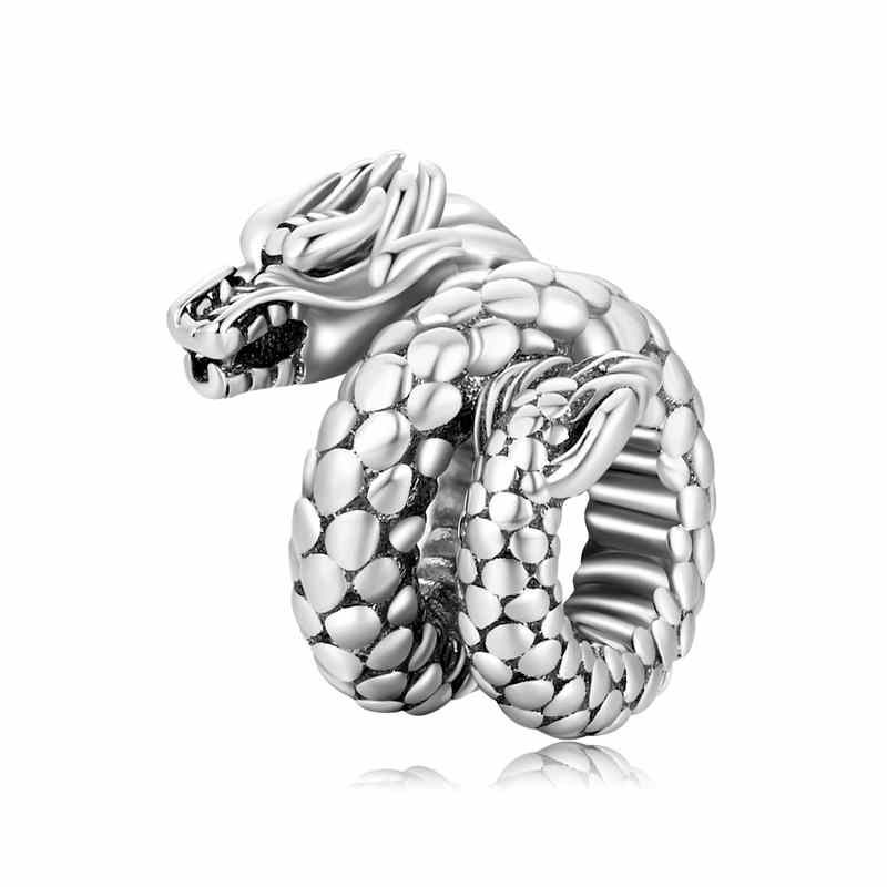 Jzora Textured Vintage Disk Dragon Sterling Silver Charm