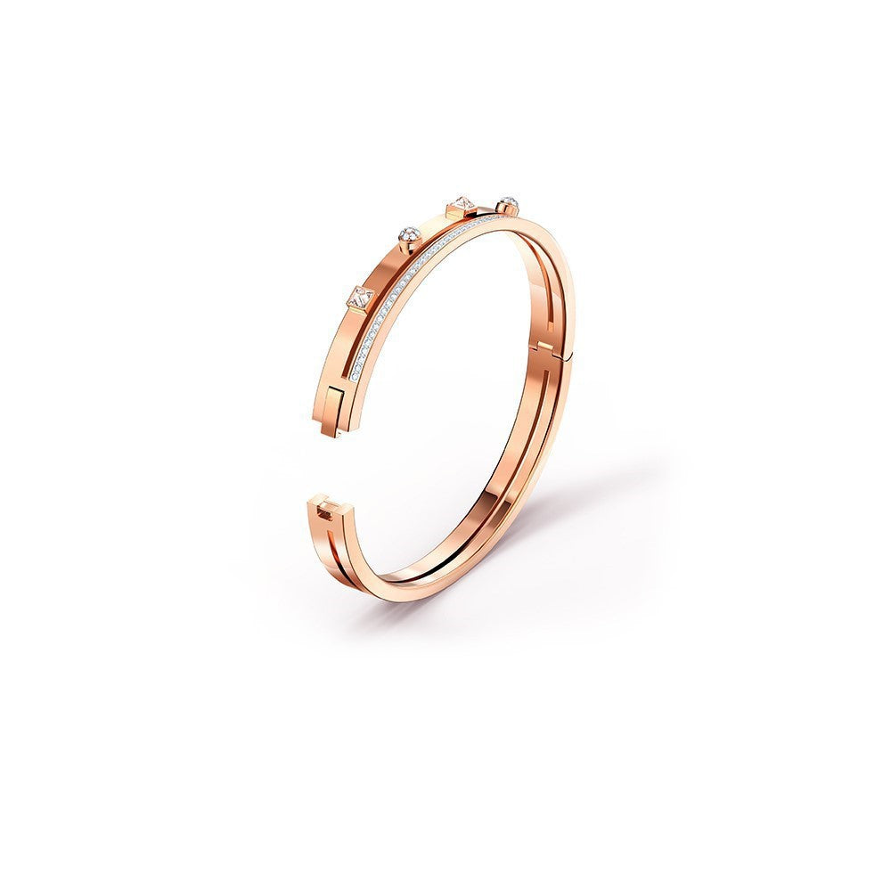 Jzora handmade rose gold double layer tennis alloy bracelet