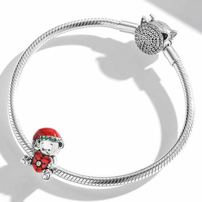 Jzora handmade Christmas bear sterling silver charms