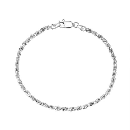 Jzora handmade braided twisted rope tennis sterling silver bracelet