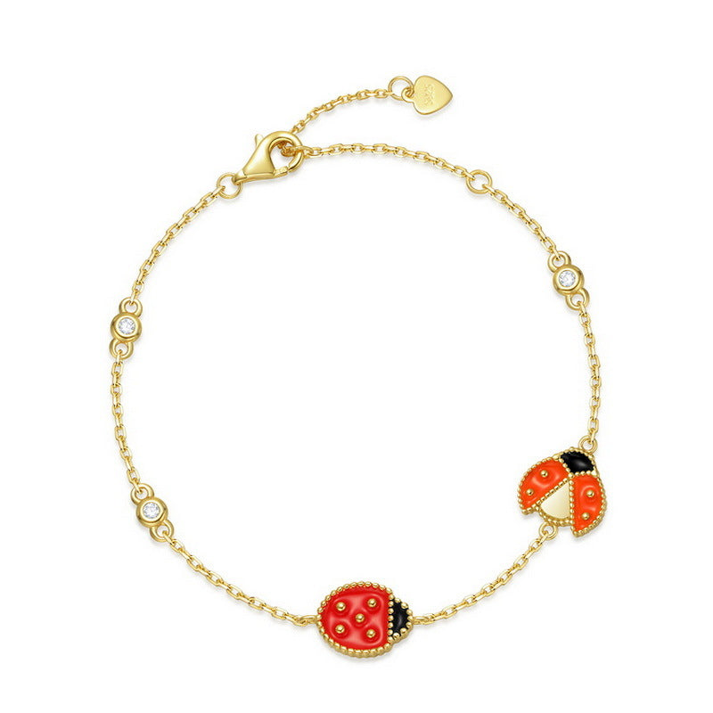 Jzora handmade seven star ladybird lovely sterling silver bracelet