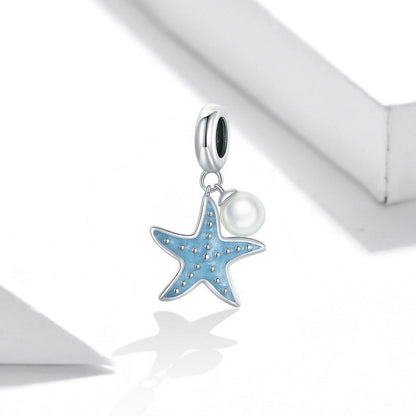 Jzora Summer Blue Starfish Pearl Sterling Silver Charm